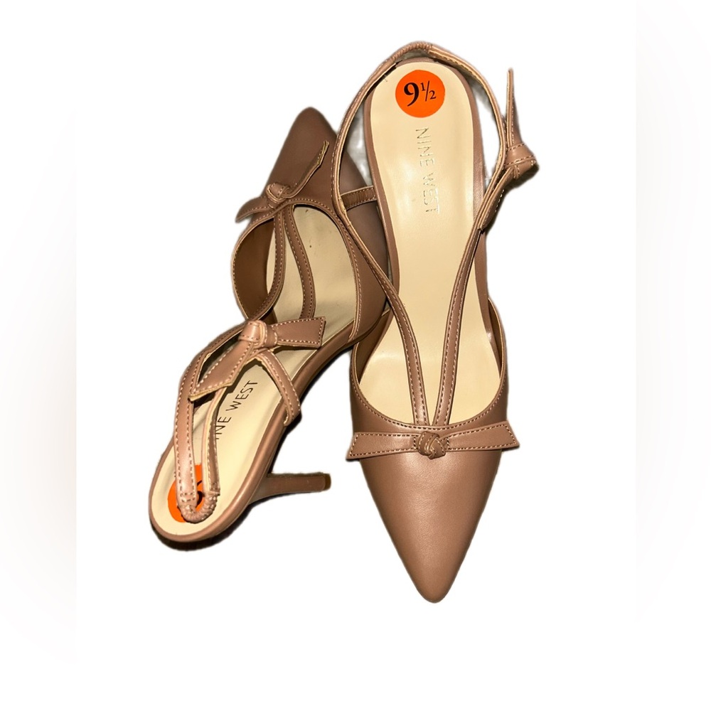 Nine West Mauve Pink RUZE Bow Detail‎ Slingback Pumps Size 9.5